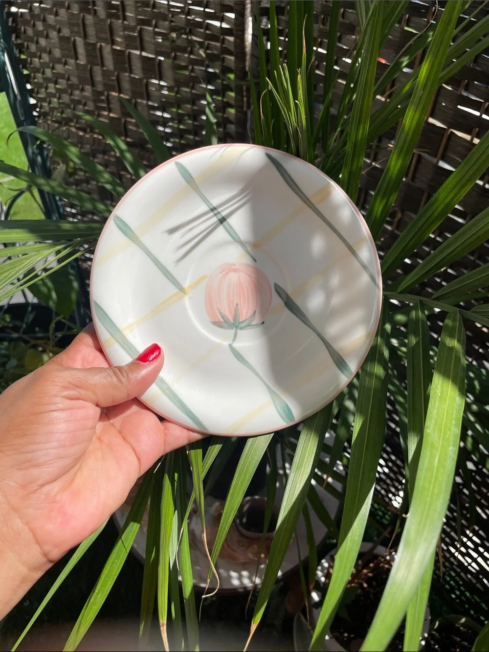 Vintage Gibson Hand-Painted Peach Saucers Set of Four